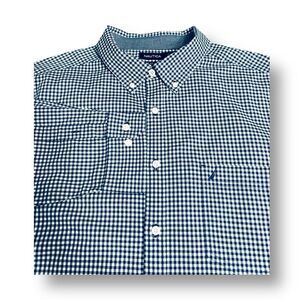 Nautica XXL Blue Gingham Stretch Shirt Classic Button Down Preppy Office Casual